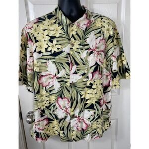 Pusser's West Indies Silk Blend Short‎ Sleeve Button Up Shirt Resort Wear Size L